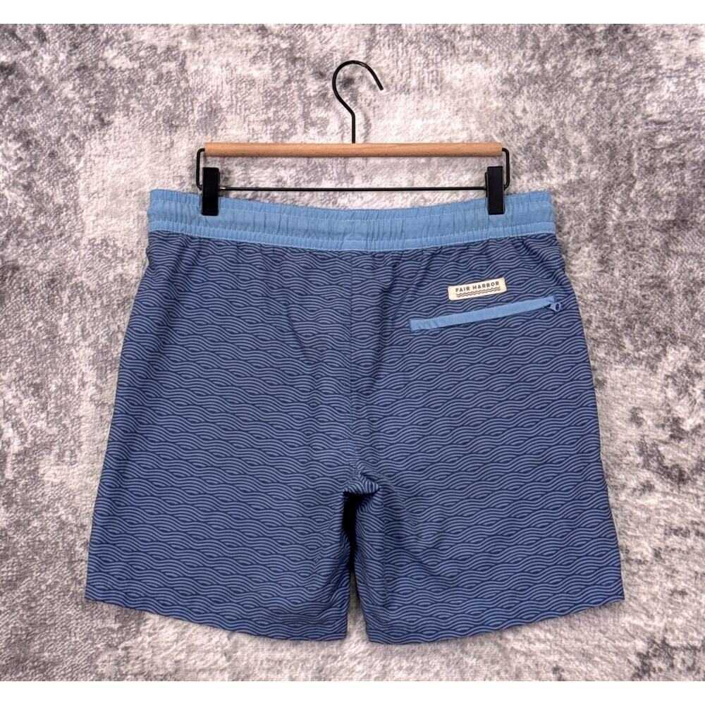 Fair Harbor Bayberry Trunks Small Mens Blue Waves Print Drawstring Waist Lined - Picture 2 of 6